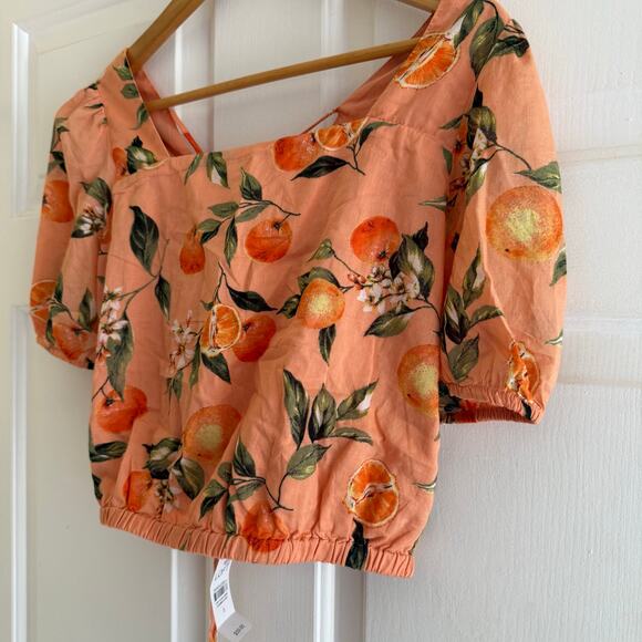 NWT Loft Orange Harvest Cris Cross Cropped Top Cotton Size Small - Picture 4 of 7